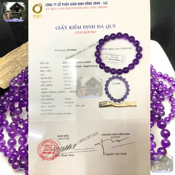 Vòng tay thạch anh tím 10ly tự nhiên - Biểu tượng của trí tuệ, bình an và năng lượng tích cực