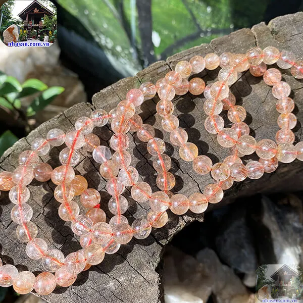 Vòng Tay Đá Thạch Anh Tóc Đỏ 8 ly