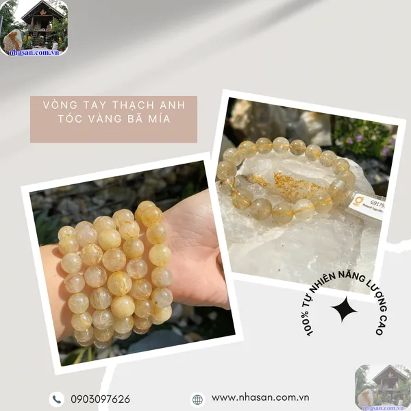 Vòng tay thạch anh tóc vàng bã mía cao cấp