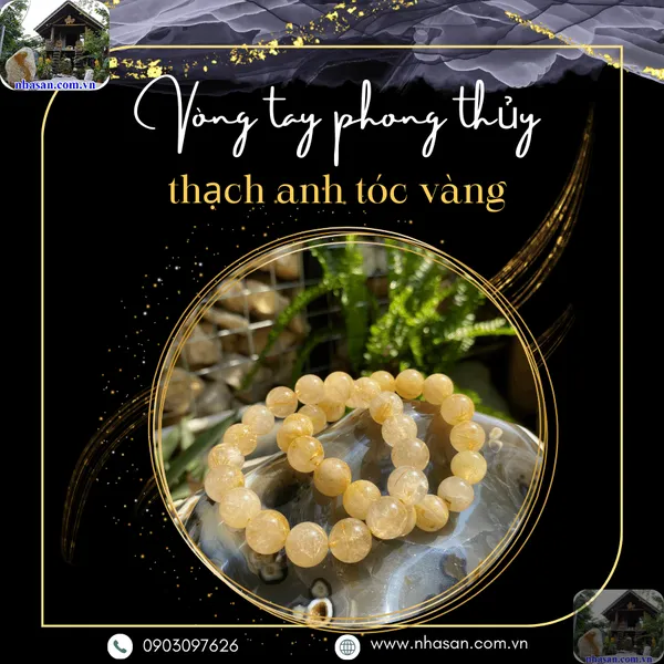 Vòng tay thạch anh tóc vàng bã mía cao cấp