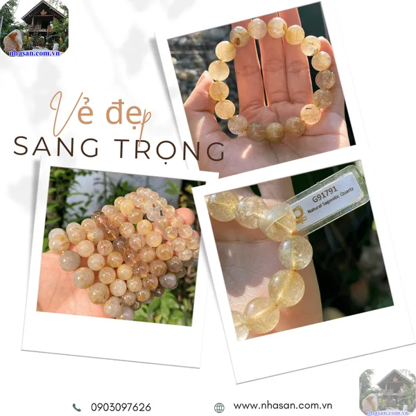Vòng tay thạch anh tóc vàng bã mía cao cấp