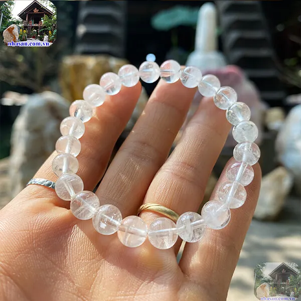Vòng tay thạch anh trắng 8ly 