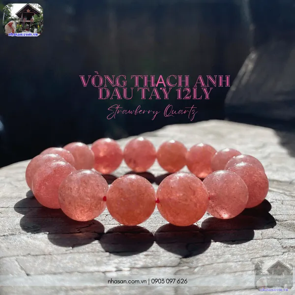 Vòng thạch anh dâu tây 12ly tự nhiên