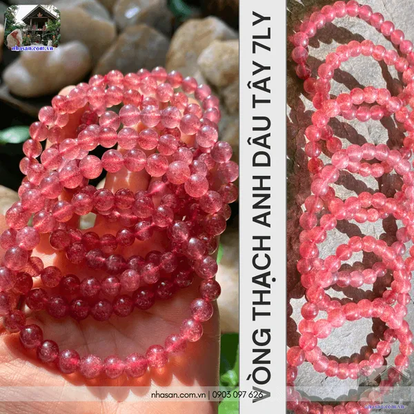 Vòng thạch anh dâu tây 7ly (Strawberry Quartz)