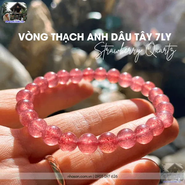 Vòng thạch anh dâu tây 7ly (Strawberry Quartz)