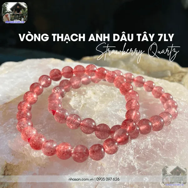 Vòng thạch anh dâu tây 7ly (Strawberry Quartz)