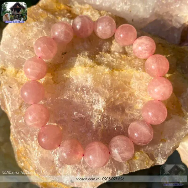 Vòng thạch anh hồng đậm 12ly