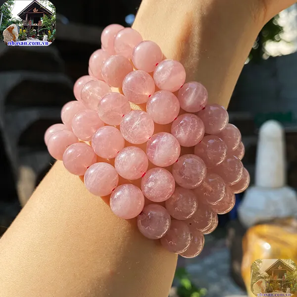 Vòng Tay Đá Thạch Anh Hồng 12 Ly