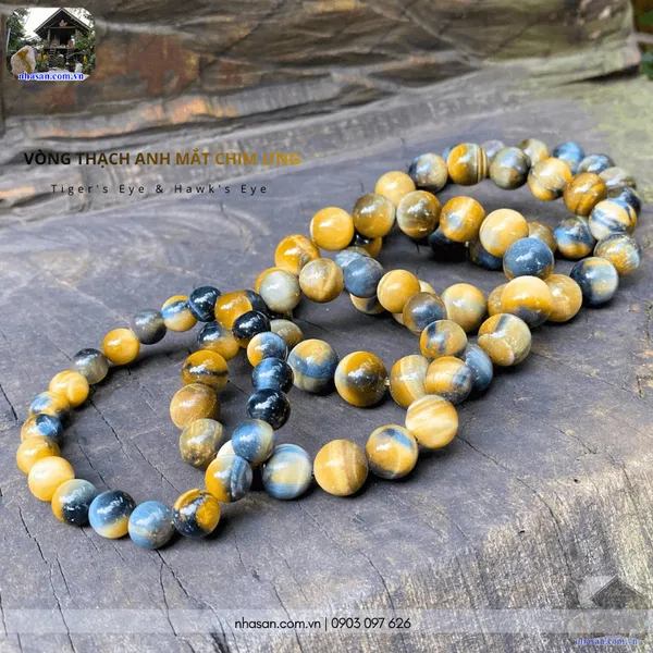 Vòng thạch anh mắt chim ưng (đá mắt hổ) 8ly 