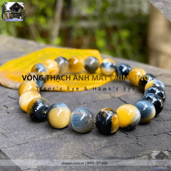 Vòng thạch anh mắt chim ưng (đá mắt hổ) 8ly 