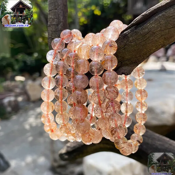 Vòng Tay Đá Thạch Anh Tóc Đỏ 8 ly