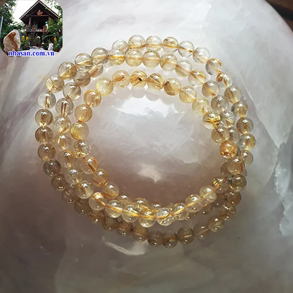 Vòng tay thạch anh tóc vàng 3 quấn
