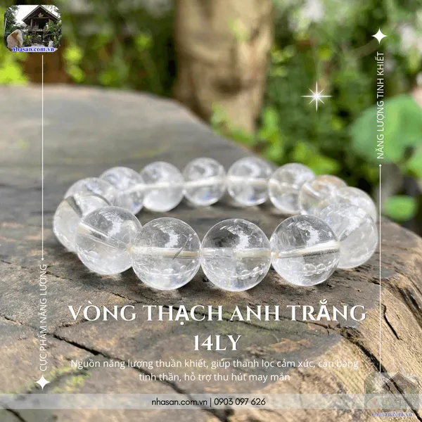 Vòng thạch anh trắng 14ly - Cực phẩm năng lượng tinh khiết