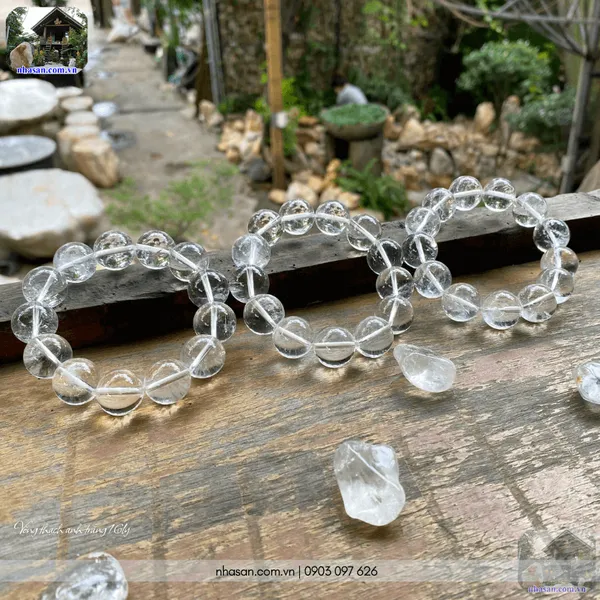 Vòng thạch anh trắng 16ly thiên nhiên, giải tỏa căng thẳng và thanh lọc