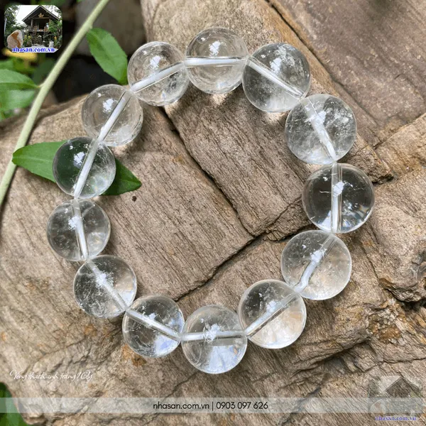 Vòng thạch anh trắng 16ly thiên nhiên, giải tỏa căng thẳng và thanh lọc