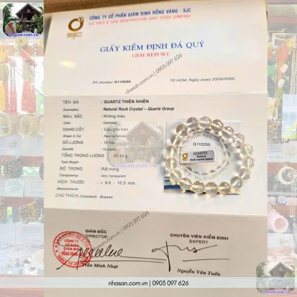 Vòng đá thạch anh tinh thể 10ly