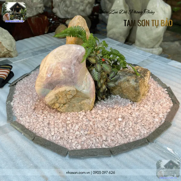 Vườn zen đá phong thủy - Tam sơn tụ bảo