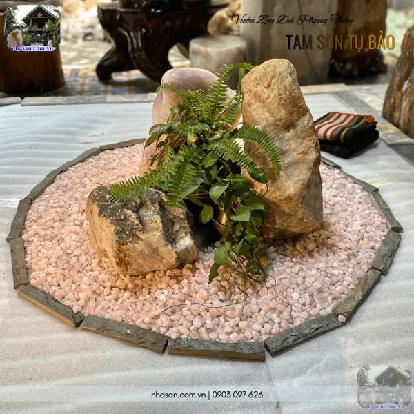 Vườn zen đá phong thủy - Tam sơn tụ bảo
