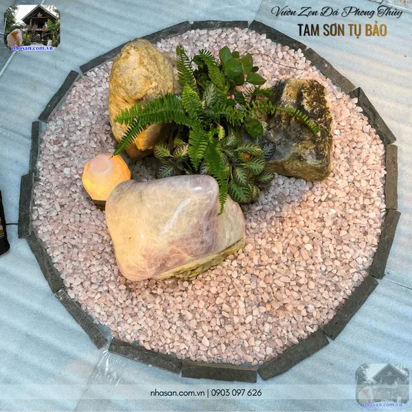 Vườn zen đá phong thủy - Tam sơn tụ bảo