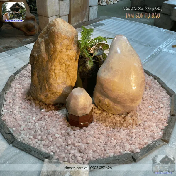 Vườn zen đá phong thủy - Tam sơn tụ bảo