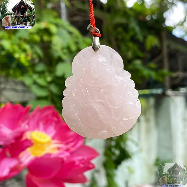 Mặt phật di lặc đá thạch anh hồng 30g - biểu tượng của phú quý và thịnh vượng