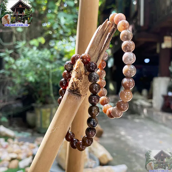 Vòng Tay Gỗ Hóa Thạch Xám Ghi 8 Ly