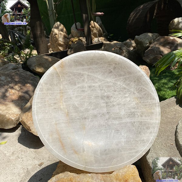 Đĩa đá thạch anh trắng tự nhiên 2.52kg-D05