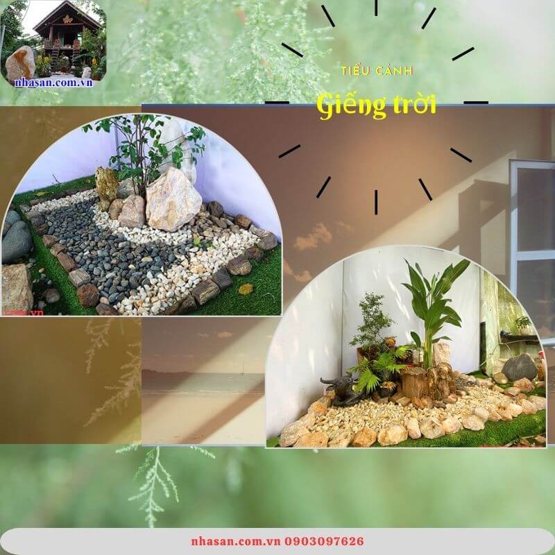 Tiểu cảnh đá tự nhiên làm giếng trời Tiểu cảnh đá tự nhiên làm giếng trời