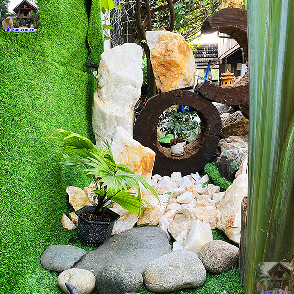 Tiểu cảnh gầm cầu thang đá phong thủy Tiểu cảnh gầm cầu thang đá phong thủy