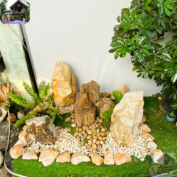 Tiểu cảnh sân vườn đá phong thủy giúp tạo không gian xanh  Tiểu cảnh sân vườn đá phong thủy giúp tạo không gian xanh