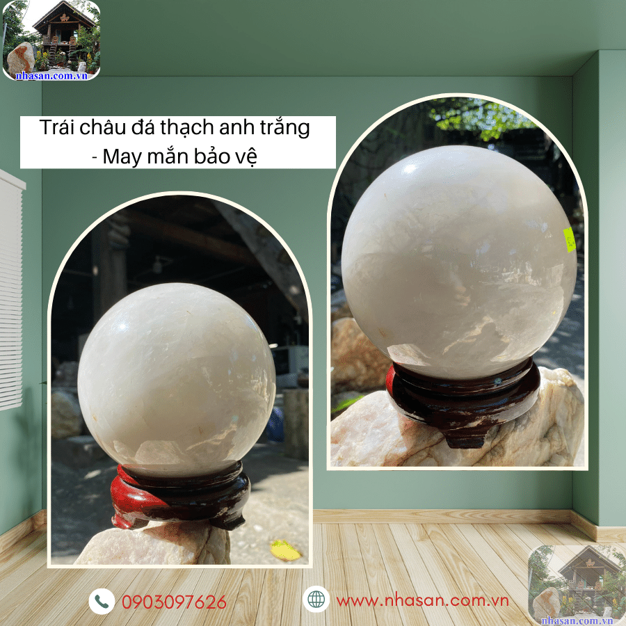 Trái châu đá thạch anh trắng chứa đựng năng lượng tinh khiết Trái châu đá thạch anh trắng chứa đựng năng lượng tinh khiết