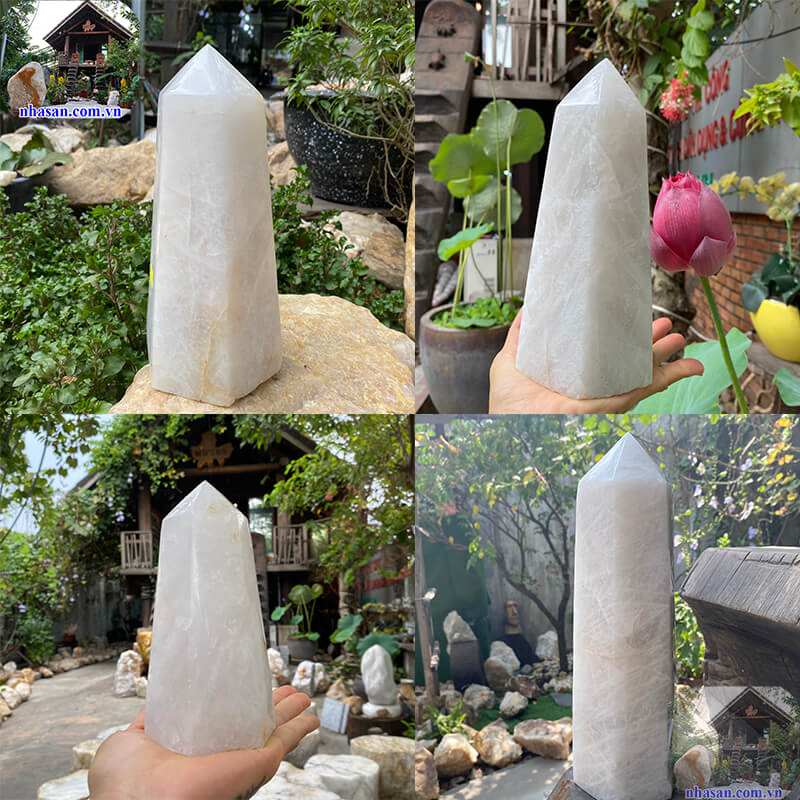 Trụ đá thạch anh lục giác trắng Trụ đá thạch anh lục giác trắng