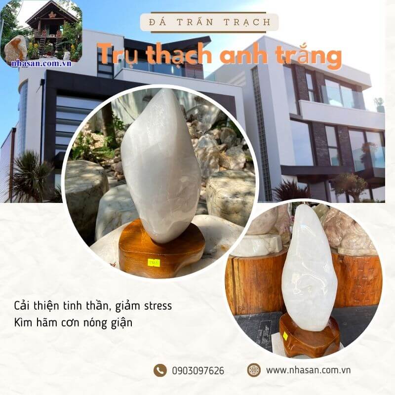 Trụ thạch anh trắng trấn trạch có thể được đặt ở nhiều vị trí khác nhau trong nhà Trụ thạch anh trắng trấn trạch có thể được đặt ở nhiều vị trí khác nhau trong nhà