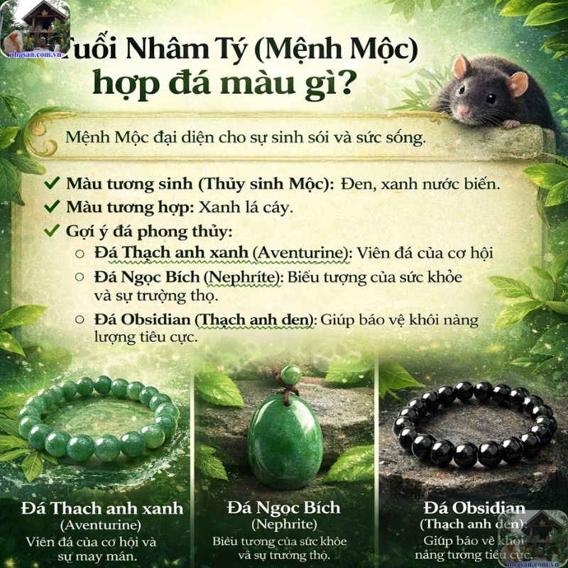 Tuổi Nhâm Tý (Mệnh Mộc) hợp đá màu gì? Tuổi Nhâm Tý (Mệnh Mộc) hợp đá màu gì?