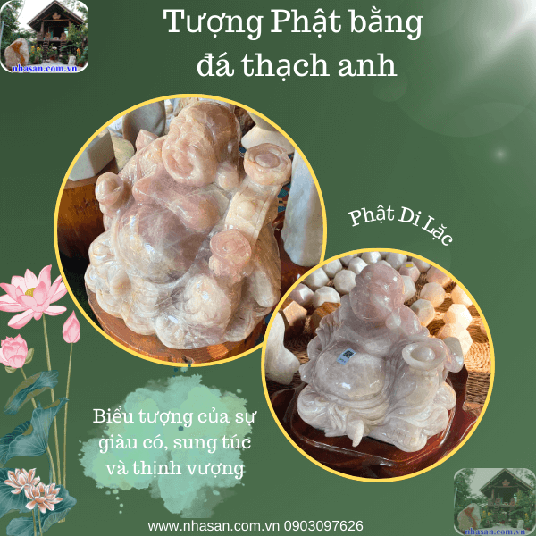 Tượng Phật Di Lặc đá thạch anh hồng tự nhiên Tượng Phật Di Lặc đá thạch anh hồng tự nhiên