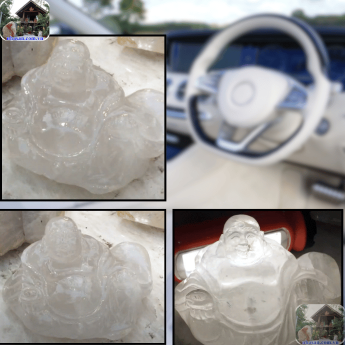 Tượng Phật Di Lặc bằng đá để đặt trên xe ô tô như một lá bùa hộ mệnh Tượng Phật Di Lặc bằng đá để đặt trên xe ô tô như một lá bùa hộ mệnh