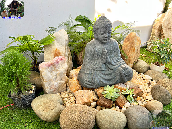 Tiểu cảnh kết hợp tượng Phật sẽ giúp con người sống hướng thiện Tiểu cảnh kết hợp tượng Phật sẽ giúp con người sống hướng thiện