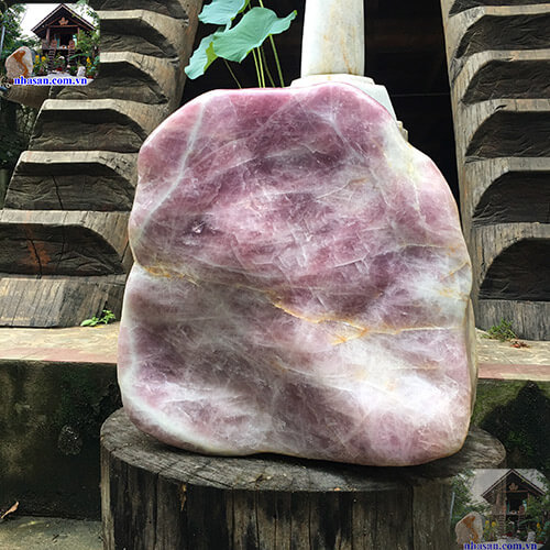 Cuội đá thạch anh hồng nặng 160kg trấn trạch khử trừ âm khí T551