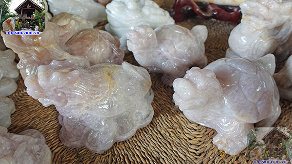 Tượng Long Quy đá thạch anh tự nhiên Tượng Long Quy đá thạch anh tự nhiên