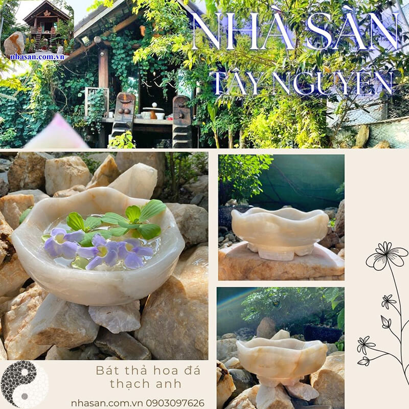 Bát thả hoa đá thạch anh Bát thả hoa đá thạch anh