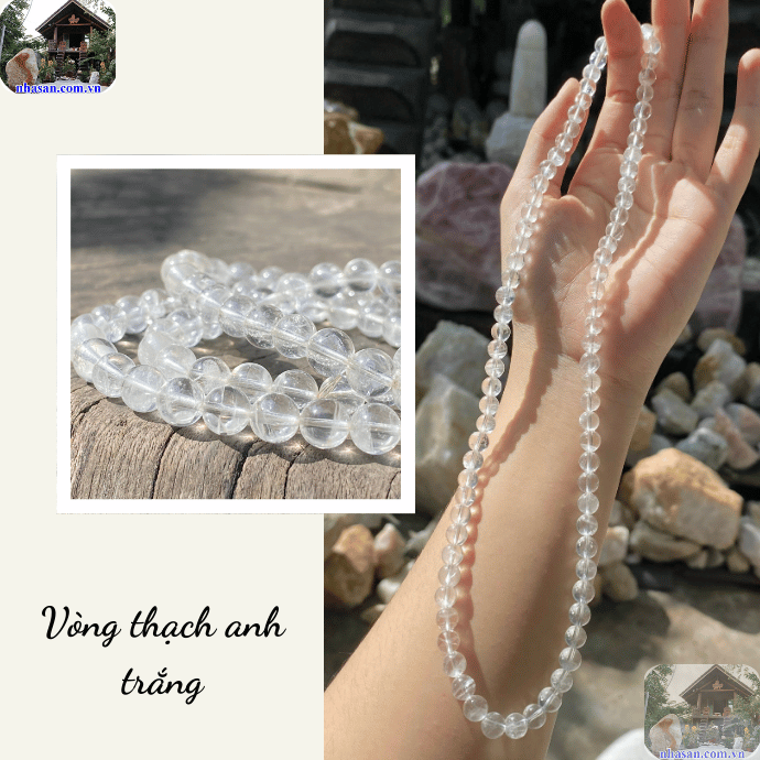 Vòng cổ đá thạch anh trắng tự nhiên Vòng cổ đá thạch anh trắng tự nhiên