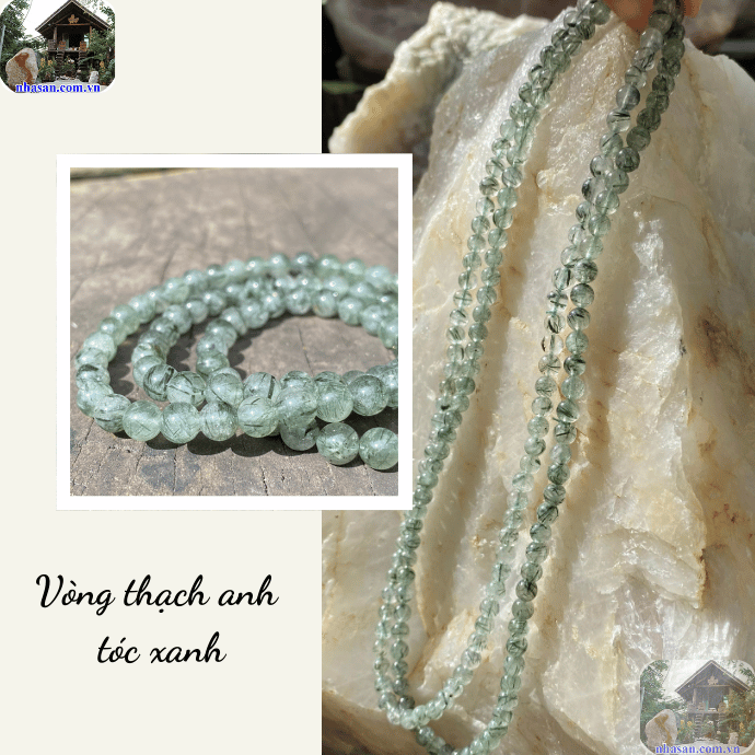 Vòng cổ đá thạch anh tóc xanh cho nữ Vòng cổ đá thạch anh tóc xanh cho nữ