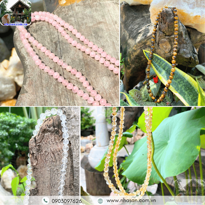 Vòng cổ phong thủy là trang sức được chế tác từ các loại đá bán quý tự nhiên Vòng cổ phong thủy là trang sức được chế tác từ các loại đá bán quý tự nhiên