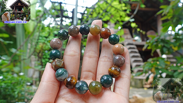 Vòng tay đá canxedon mix mắt hổ Vòng tay đá canxedon mix mắt hổ