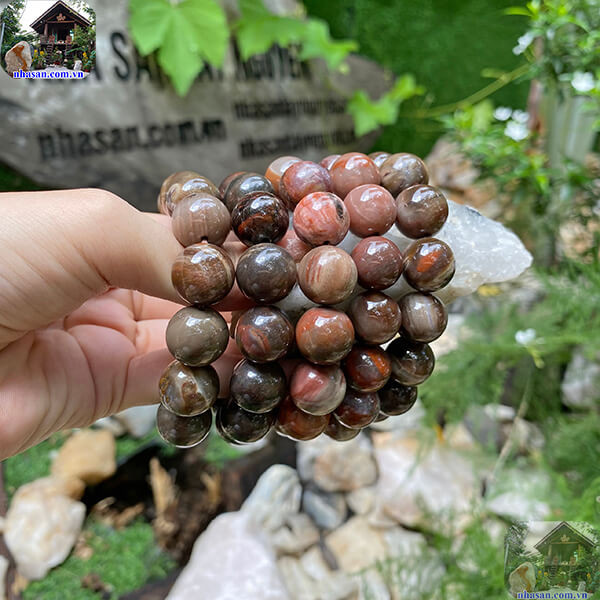 Vòng tay gỗ hóa thạch tự nhiên 14ly phong thủy Vòng tay gỗ hóa thạch tự nhiên 14ly phong thủy