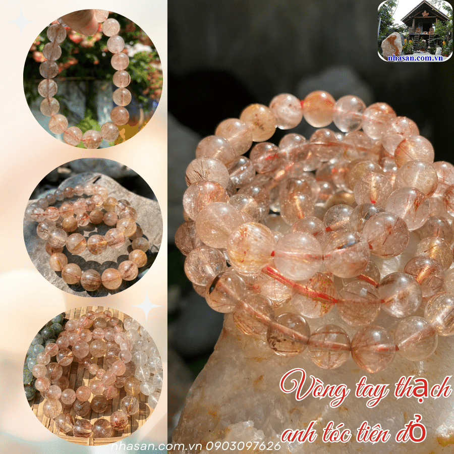Vòng thạch anh tóc tiên đỏ may mắn Vòng thạch anh tóc tiên đỏ may mắn