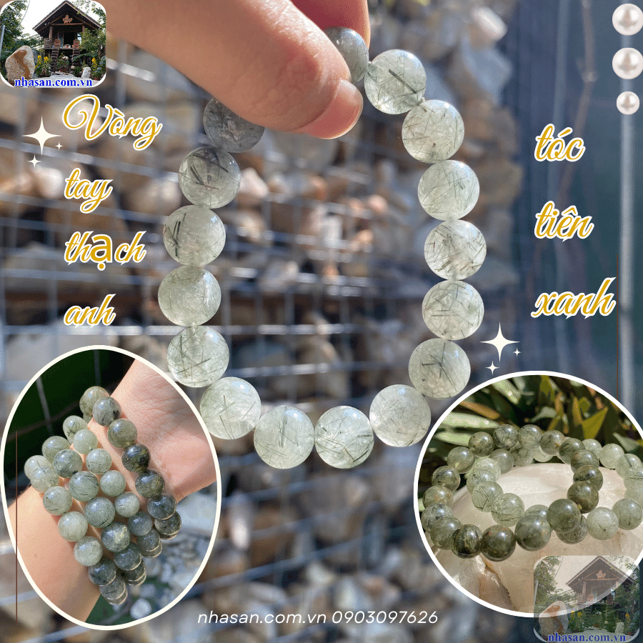 Vòng tay thạch anh tóc tiên xanh lá tượng trưng cho sức khỏe Vòng tay thạch anh tóc tiên xanh lá tượng trưng cho sức khỏe