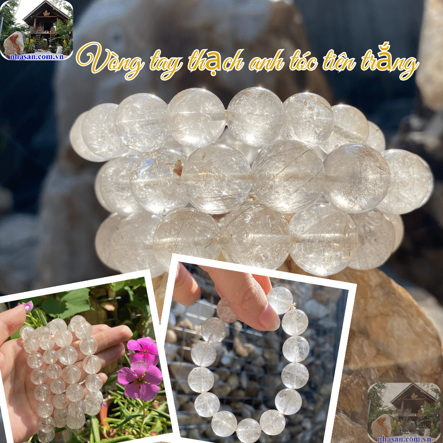 Vòng thạch anh tóc tiên trắng mang năng lượng tinh khiết Vòng thạch anh tóc tiên trắng mang năng lượng tinh khiết