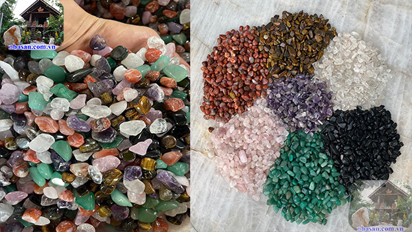 Đá ngũ sắc rải chậu cây tăng năng lượng, âm dương hòa hợp Đá ngũ sắc rải chậu cây tăng năng lượng, âm dương hòa hợp