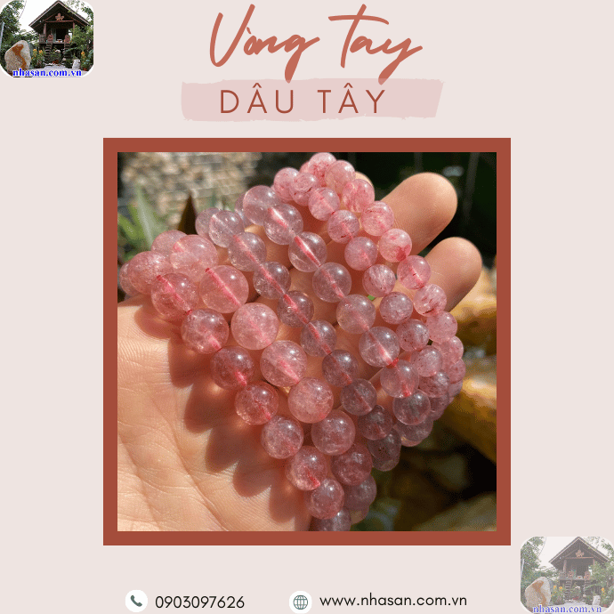 Thạch anh dâu tây được chế tác thành các loại trang sức phong thủy đẹp mắt Thạch anh dâu tây được chế tác thành các loại trang sức phong thủy đẹp mắt